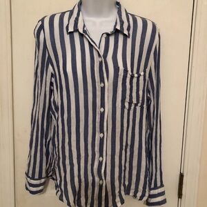 H&M Blue and White Striped Women's Blouse